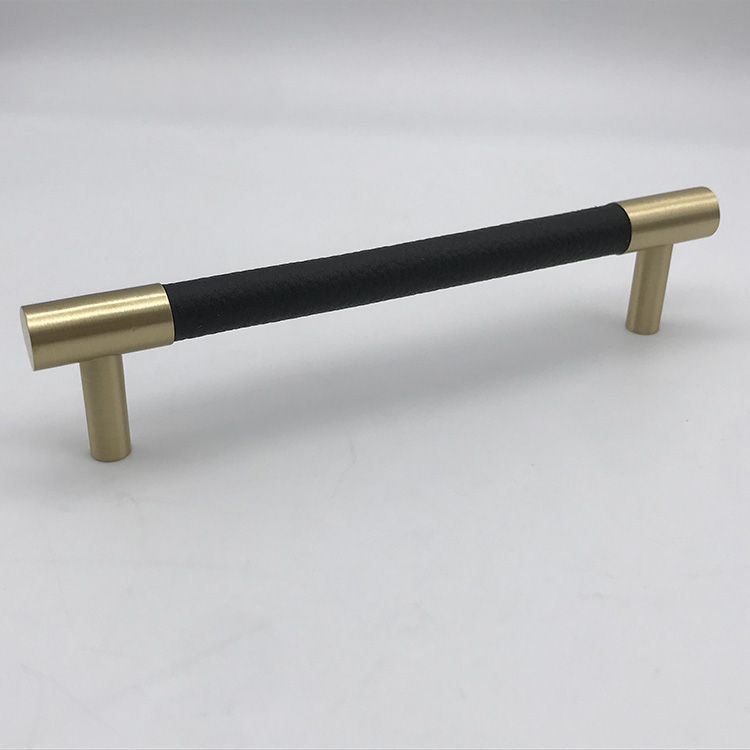 OEM 2020 New Black Matt Brushed Brass And Leather Aluminum Knurled