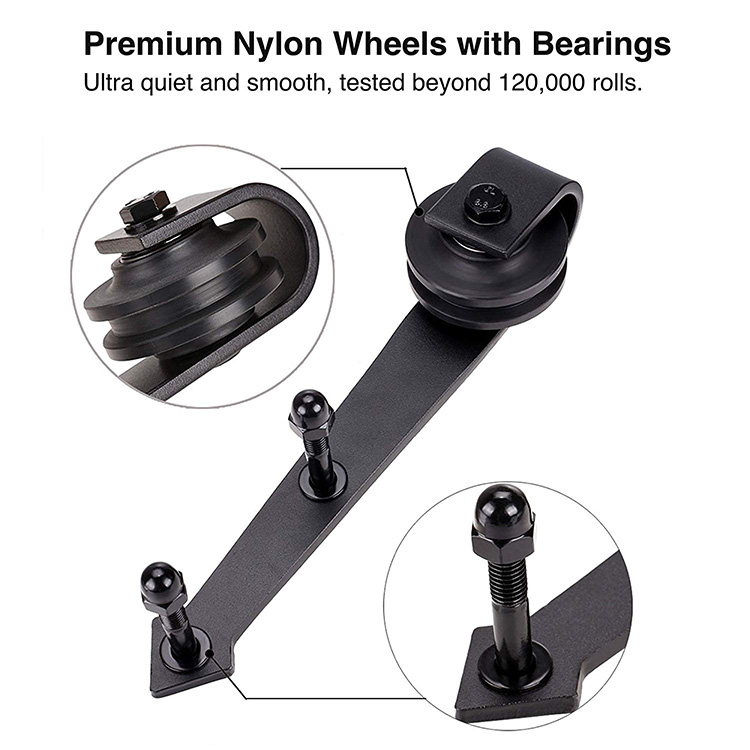 Upgraded Version Arrow Shape Hangers Carbon Steel Single Sliding Door Track And Roller Wheel