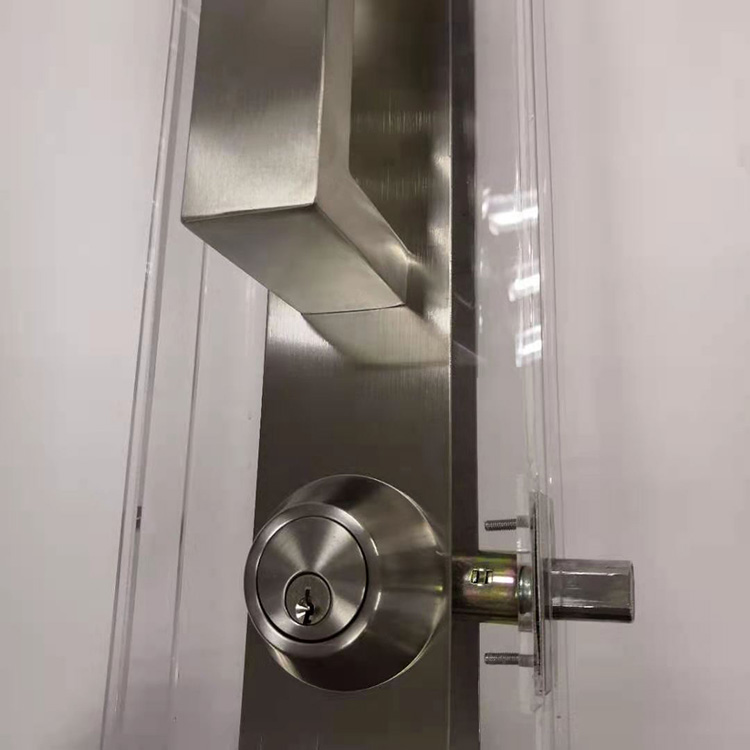 Luxury Stainless Steel Safety Security Glass Entry Front Door Handle Lock Set