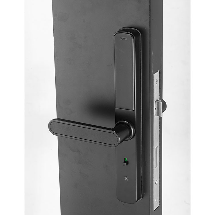 Black Narrow Stile Smart Home Hotel Residence Fingerprint Passcode Card Door Lock for Aluminum Frame Door