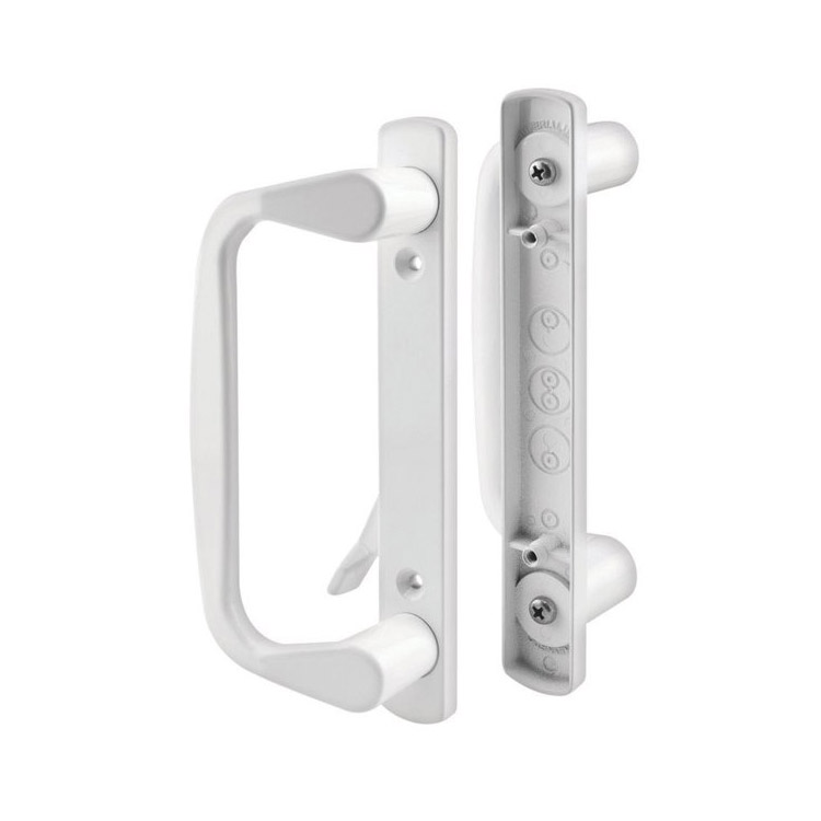 Sliding Glass Patio Door Handle Kit with Mortise Lock and Keepers, a-Position, Centered Latch Lever, Brushed Chrome, Keyed