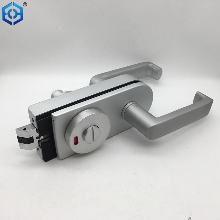 Aluminum Glass Door Handle Lock with Indicator for Bathroom Or Toilet