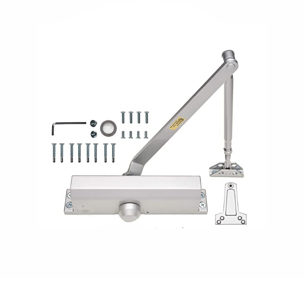 Silver Lightweight Commercial Door Closer Size 4 W/Fitting Template