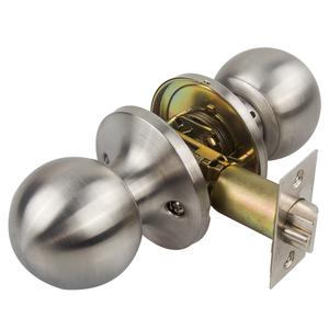 Keyed Entry Door Lock Ball Door Knobs with Lock And Key Entrance Door Handle Privacy Passage in Satin Stainless Steel