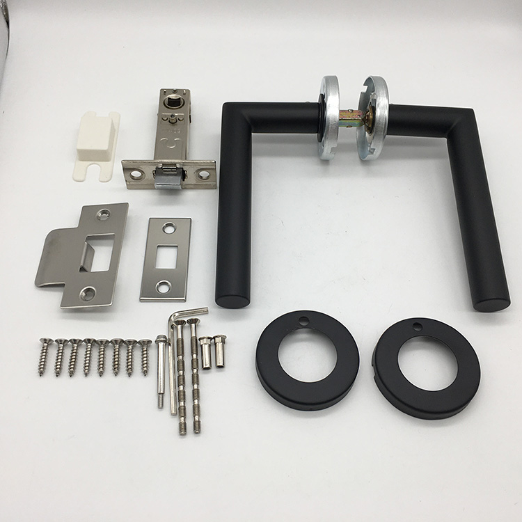 Interior Bathroom Lever Door Handle for Privacy Door Satin Stainless Steel with 60mm To 70mm Adjustable Backset Latch Non Handed