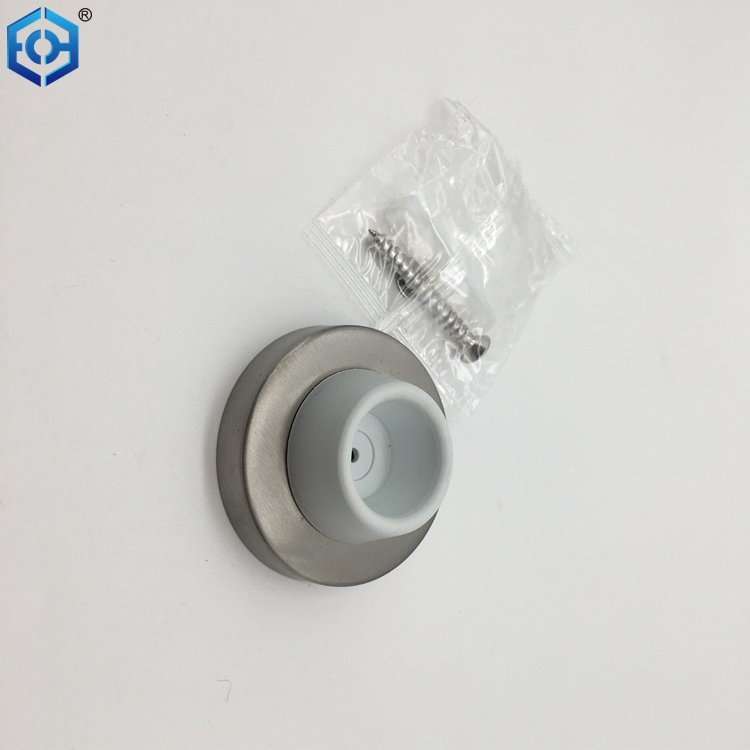 White Rubber Stainless Steel WallMount Door Stop with Rubber Bumper