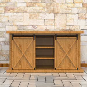 Mini Sliding Barn Door Hardware Kit for Double Opening Cabinet TV Stand
