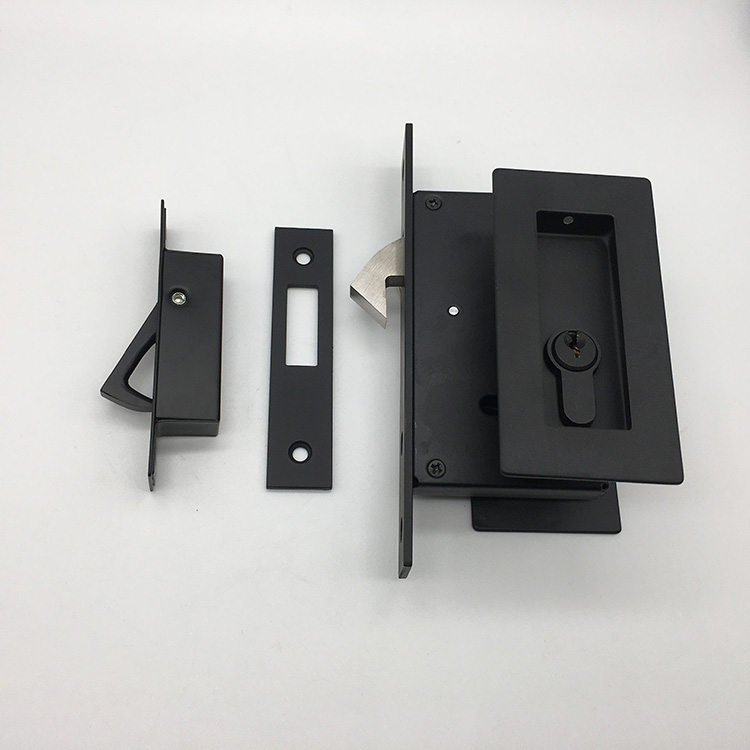 Black 304 Stainless Steel Square Sliding Door Lock for Wooden Doors