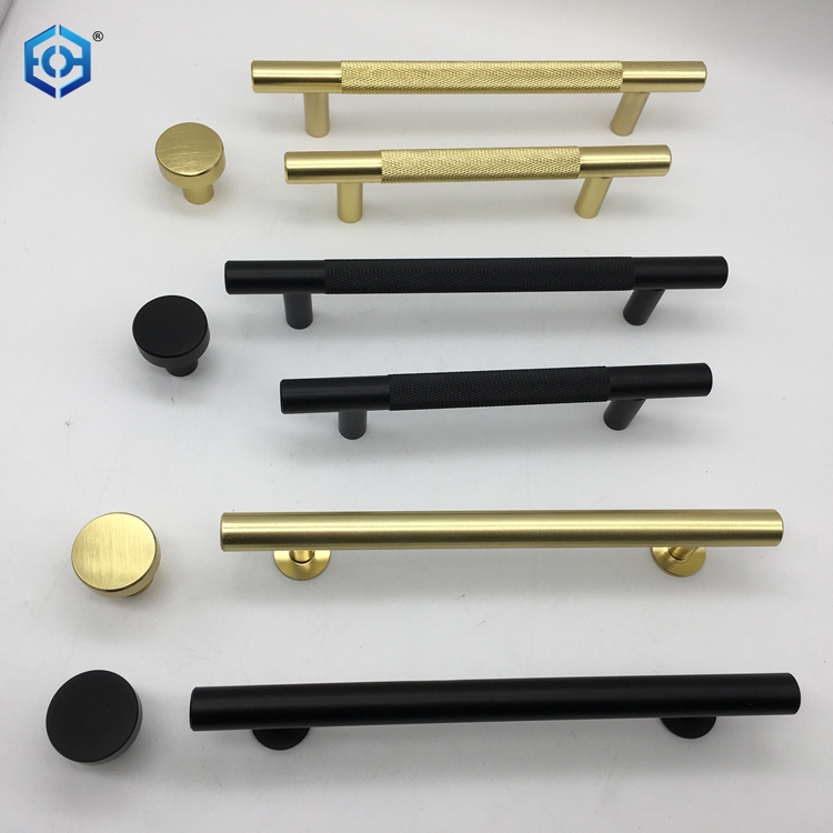 Golden Or Black Aluminum Black Knobs And Pulls Wooden Wardrobe Handles