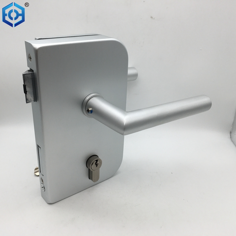 Silver Aluminum Office Glass Door Lock with Handles