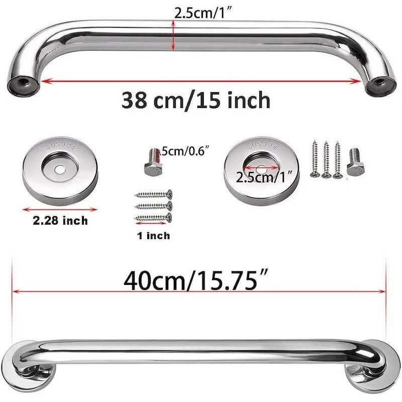 Wall Mounted Stainless Steel Customized Size Grab Bar for Disabled with Chrome Wooden Color White Black ORB