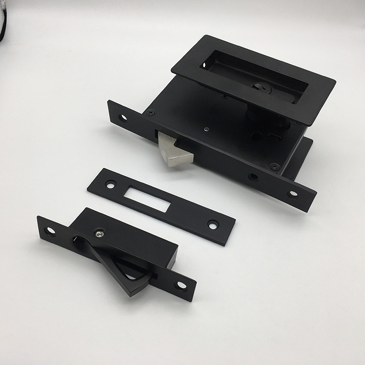 Black 304 Stainless Steel Square Sliding Door Lock for Wooden Doors