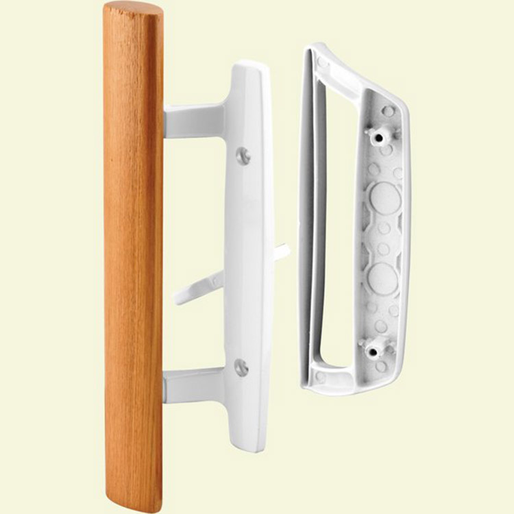 Products C 1316 Patio Door Handle Set 3-15/16in Diecast Wood Pull White Mortise Keyed
