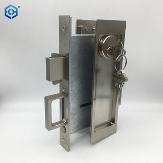 Modern Rectangular Zinc Alloy Mortise Keyed Pocket Door Lock 