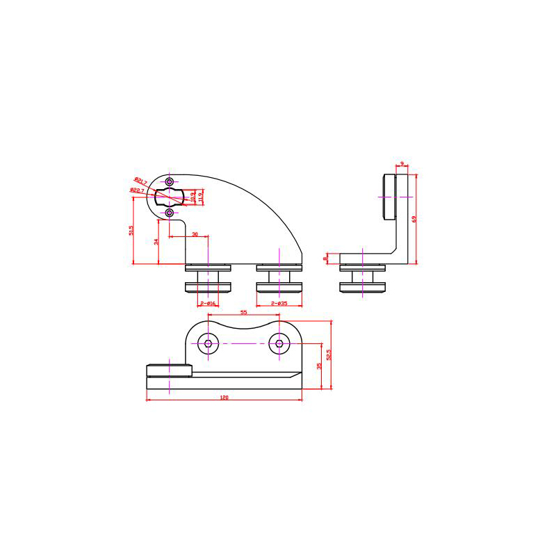 Black Stainless Steel Offset Pivot Hinge For Glass Door Bottom Left