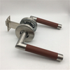 Stainless Steel Brown Leather And Stain Nickel Lever on Rose Door Handles