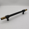 Black Knurled Cabinet Handles in Polished Brass T Bar - 96mm 128mm 