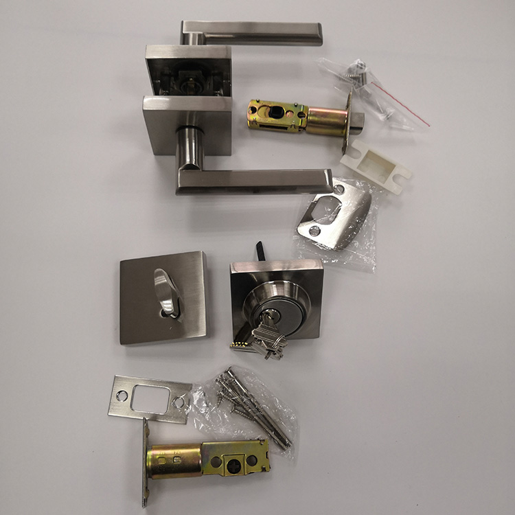 Factory Supplied zinc alloy Double Hole Keyless Door Handle Lock with Latch Only