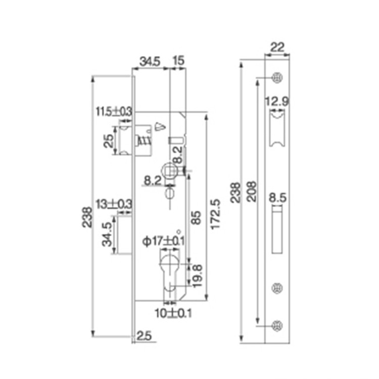 SSS Stainless Steel 3585 Mortise Lock Body Lock - Buy Mortise Door Lock ...