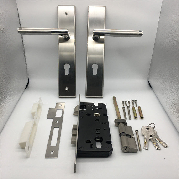 Stainless Steel Security Lockset with Euro Profile Cylinder And Key Mortise Lock Handle Set