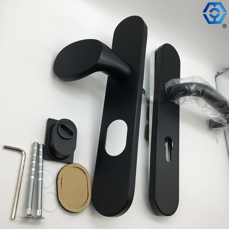 Satin Stainless Steel Door Handles with Solid Cylinder Hole on