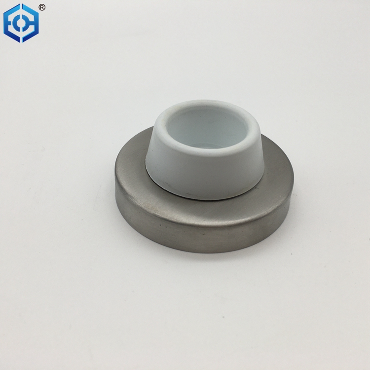White Rubber Stainless Steel WallMount Door Stop with Rubber Bumper