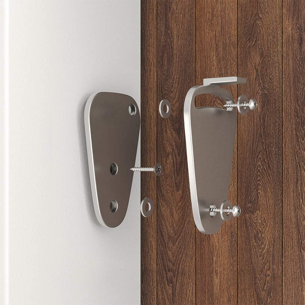 Barn Door Lock Hardware Stainless Steel Sliding Privacy Latch for Closet Shed Pocket Doors Wood Gates –Brushed Nickel