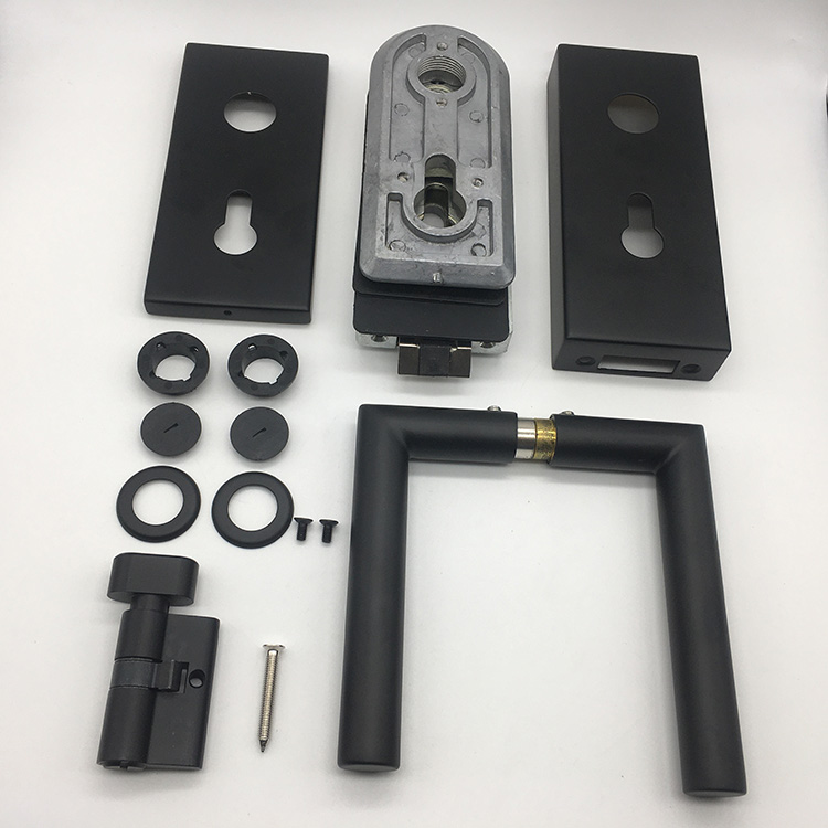 High Quality Black Stainless Steel Frameless Glass Door Lock with Handle