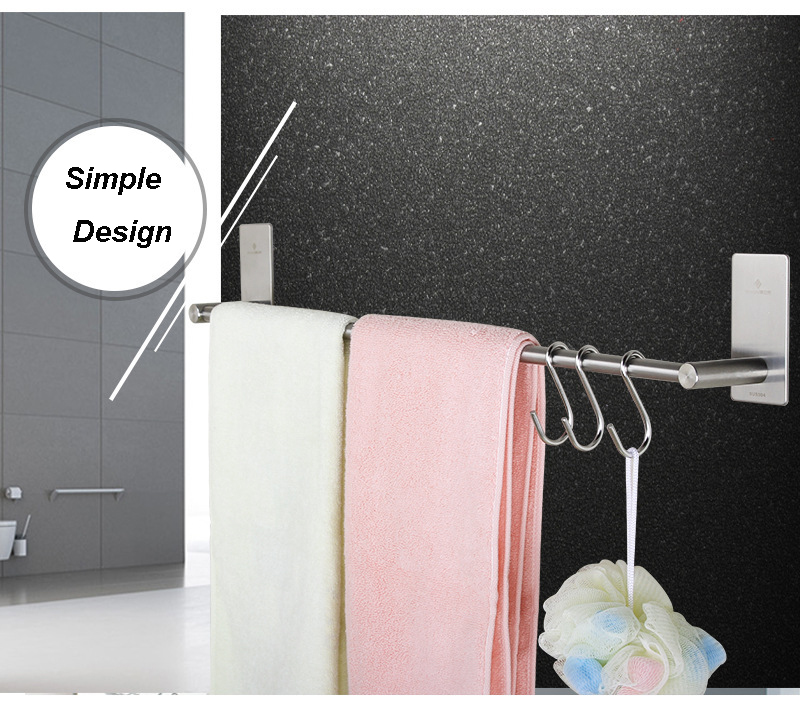 3M Self Adhesive Towel Rod 70CM Towel Bar Stainless Steel, Stick on Wall Bath