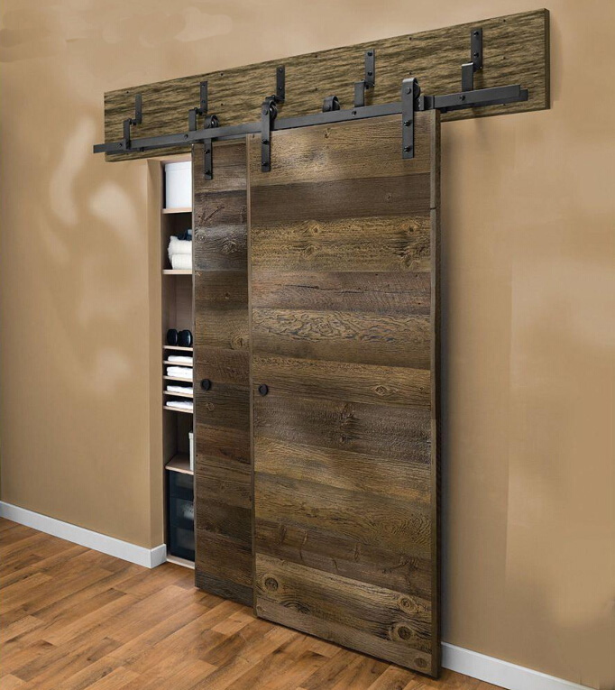 Double Track Bypass Sliding Barn Door Hardware Kit for Two Doors Buy