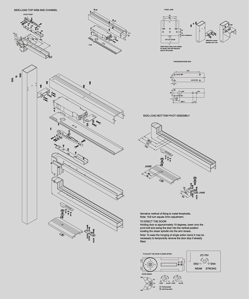 (EDC004) Steel Concealed Overhead Transom Door Closer Door Closer