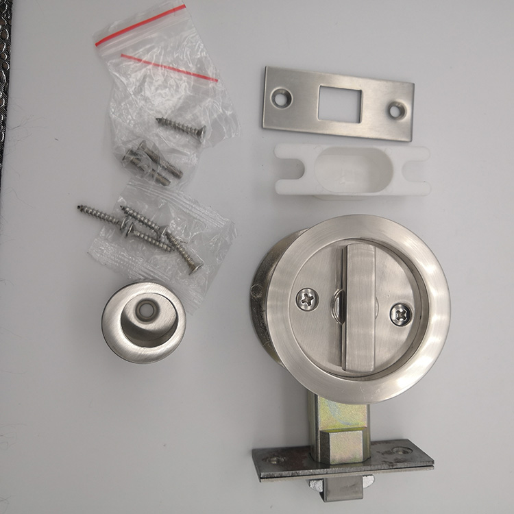 SN zinc alloy round sliding door lock without keyword bathroom door lock bk